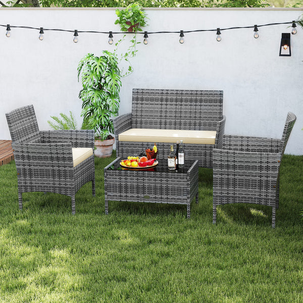High-grade PE rattan for both elegance and durability<br>Soft seat cushions make chairs more comfortable to sit<br>Ergonomic backrest and armrests make you relaxed<br>Zipper design for easy maintenance of cushion covers<br>Heavy-duty metal frame for high 