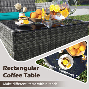 High-grade PE rattan for both elegance and durability<br>Soft seat cushions make chairs more comfortable to sit<br>Ergonomic backrest and armrests make you relaxed<br>Zipper design for easy maintenance of cushion covers<br>Heavy-duty metal frame for high 