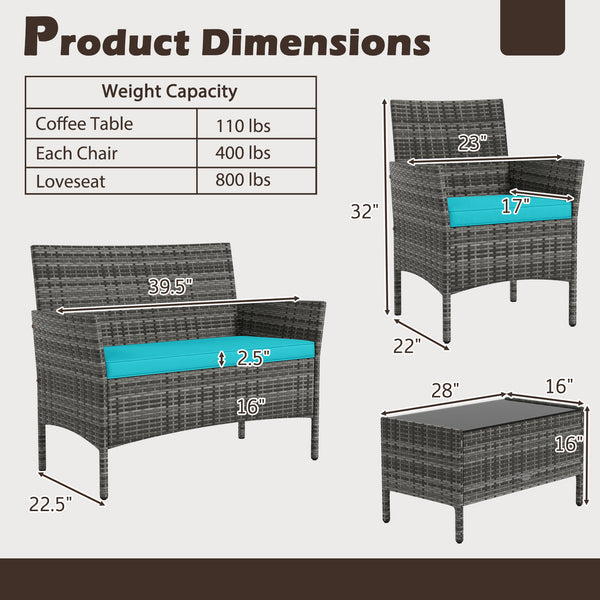 High-grade PE rattan for both elegance and durability<br>Soft seat cushions make chairs more comfortable to sit<br>Ergonomic backrest and armrests make you relaxed<br>Zipper design for easy maintenance of cushion covers<br>Heavy-duty metal frame for high 