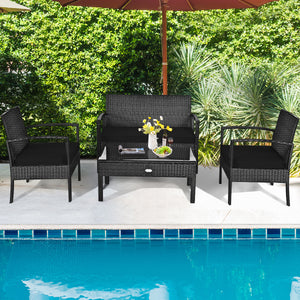 Made of sturdy and solid steel frame with all weather PE rattan  this patio rattan furniture set can keep stability and durability for long time use. Â  Breathable and soft cushions will hold you comfortably and the cover of cushion can be removed with sm