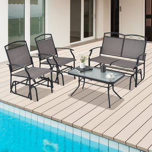 Stable gliding base for smooth and safe gliding motion<br>Ergonomic seat with high backrest and curved armrests<br>Breathable seat fabric avoids sweaty feelings<br>Coffee table looks elegant and offers convenience<br>Anti-slip footpads protect the ground 