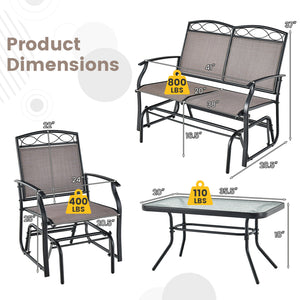 Stable gliding base for smooth and safe gliding motion<br>Ergonomic seat with high backrest and curved armrests<br>Breathable seat fabric avoids sweaty feelings<br>Coffee table looks elegant and offers convenience<br>Anti-slip footpads protect the ground 