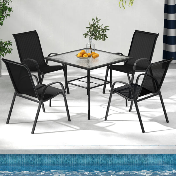 Stackable design for space-saving<br>Lightweight structure for easy movement<br>Fit your body curve perfectly with incline backrest and wide seat<br>Ergonomic armrest for arm relaxation<br>High-quality fabric for breathability and fast drying<br>Hold up t