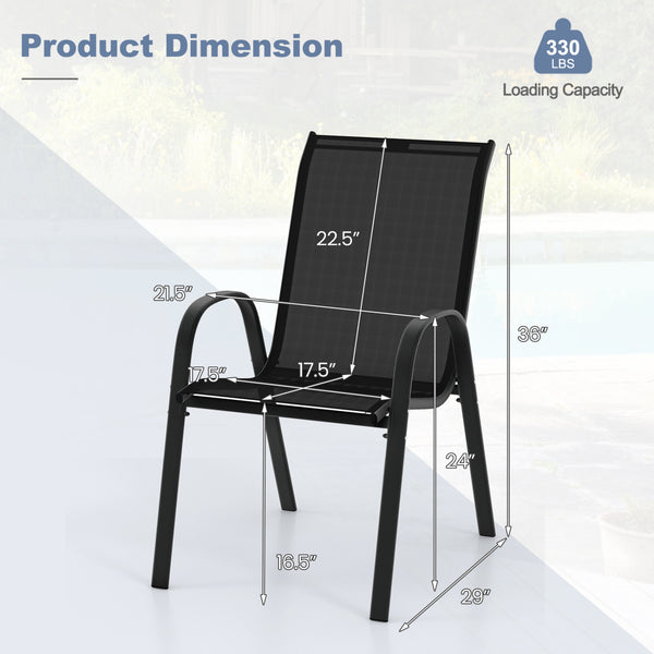 Stackable design for space-saving<br>Lightweight structure for easy movement<br>Fit your body curve perfectly with incline backrest and wide seat<br>Ergonomic armrest for arm relaxation<br>High-quality fabric for breathability and fast drying<br>Hold up t