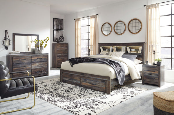  rustic and industrial styles can make one happy marriage. Case in point: this king bookcase bed with storage. A refined take on barn board beauty