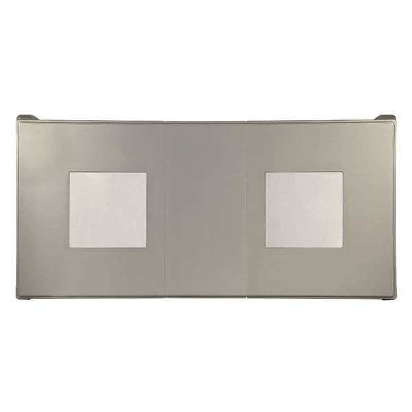  Francesca offers clean lines with contemporary design. A champagne finish with mirror trim inlay apron