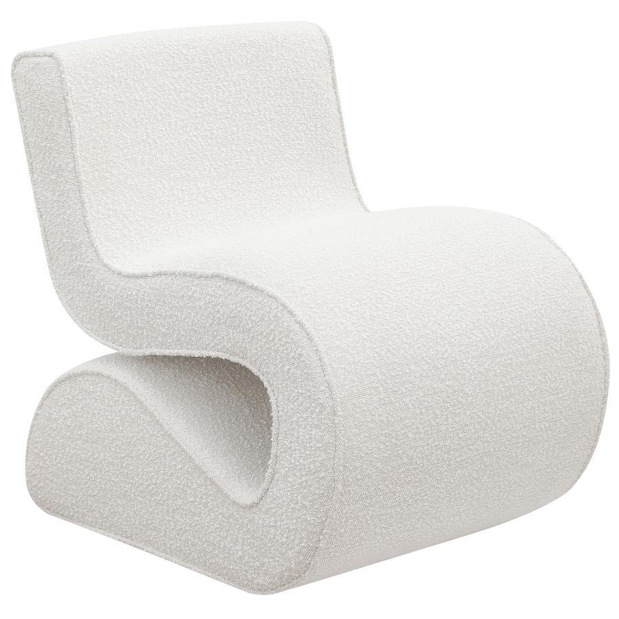 Step into the vanguard of home dÃ©cor with this modern accent chair, its bouclÃ© fabric not just on-trend but a textural revelation. The chair-'s unique shape is a conversation starter, sculpted to cradle and command attention in any setting. It-'s an emb