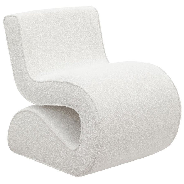 Step into the vanguard of home dÃ©cor with this modern accent chair, its bouclÃ© fabric not just on-trend but a textural revelation. The chair-'s unique shape is a conversation starter, sculpted to cradle and command attention in any setting. It-'s an emb