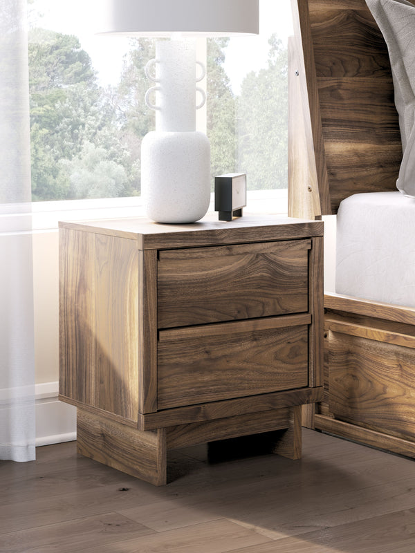  retooled for todayâ€™s trends. This nightstand puts an elevated twist on mod aesthetics. Its warm brown tones reflect the mid-century vibes you love