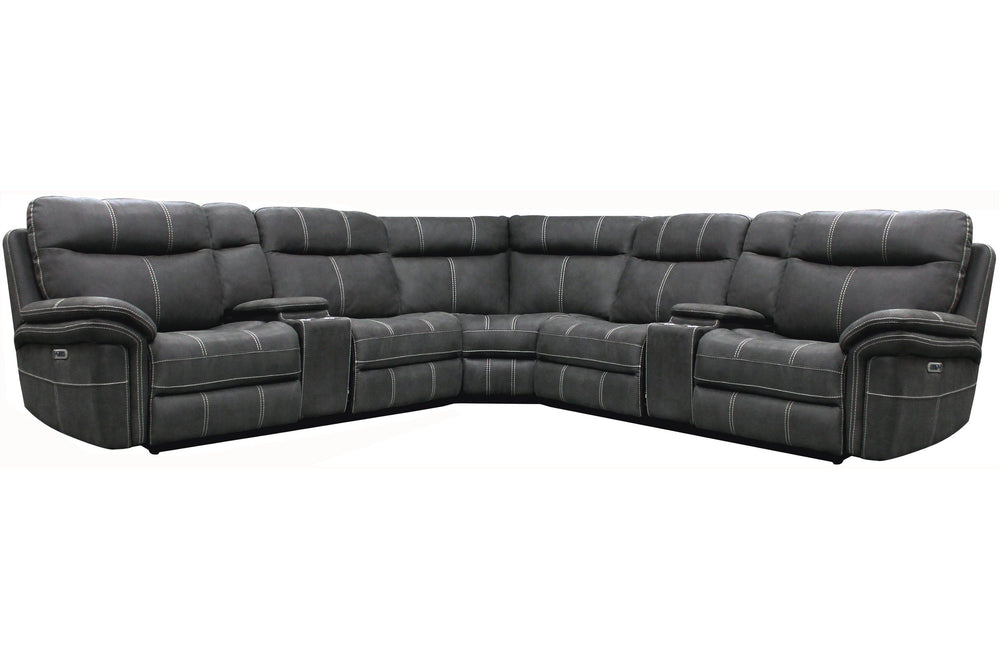 Even commercials are more tolerable when you-'re relaxing in the plush comfort of this six-piece sectional seating group. You-'ll love the luxury of its two power recliners on each end that features power headrests. Between those, you-'ll find and armless