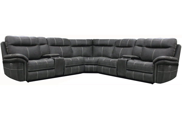 Even commercials are more tolerable when you-'re relaxing in the plush comfort of this six-piece sectional seating group. You-'ll love the luxury of its two power recliners on each end that features power headrests. Between those, you-'ll find and armless