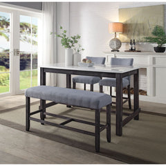 Rectangular Dining Table NO Storage Fixed Top (NO Extension Included) Marble Top Wooden Apron Wooden Straight-Square Leg & Crossbar Supports<br/><br/><b>Product Features</b><ul><li>Rectangular Leg Table</li><li>Fixed Top (NO Extension)</li><li>Marble Top,