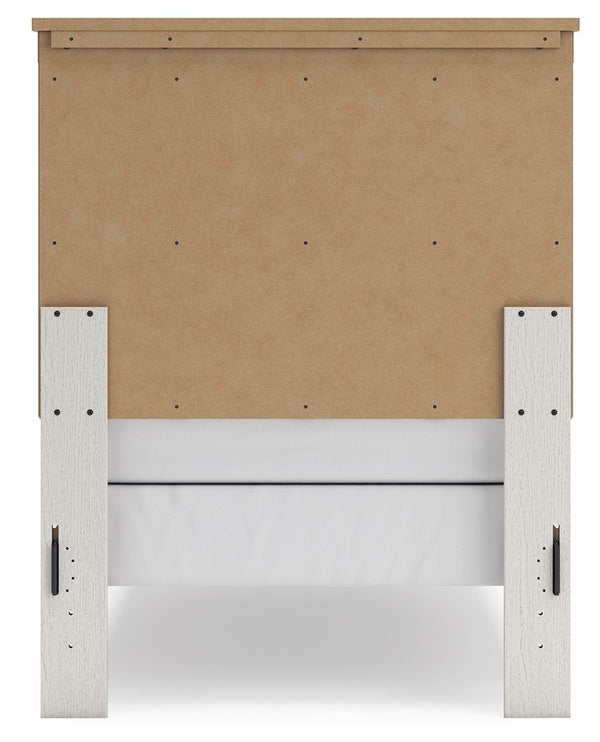 Linnocreek - White / Warm Brown - Twin Panel Bed