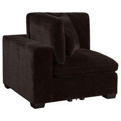 Maximize seating in your modern living room with this stylish corner chair, designed to connect sectional pieces seamlessly. Upholstered in a smooth, soft fabric, this chair provides a cozy spot to relax while maintaining a sleek, contemporary look. The c