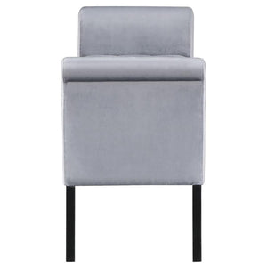 Farrah - Velvet Upholstered Rolled Arm Storage Bench - Silver