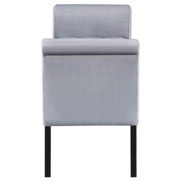 Farrah - Velvet Upholstered Rolled Arm Storage Bench - Silver