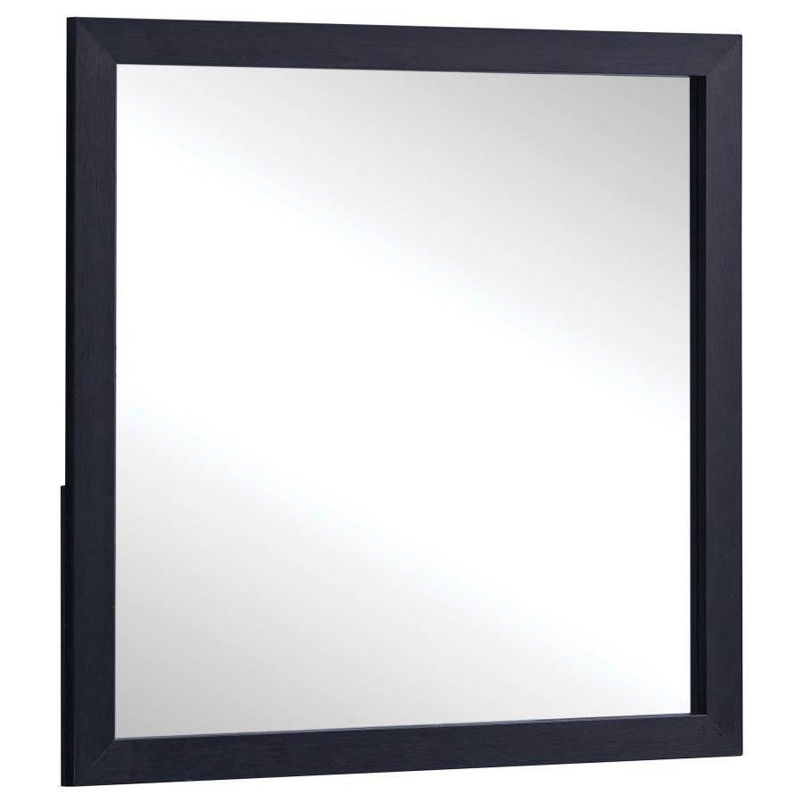 With a fresh look and minimalist design, this dresser mirror creates a versatile look perfect for a modern bedroom ensemble. A rectangular silhouette makes its mark with both functionality and a chic yet basic design. Framing consists of MDF and melamine,