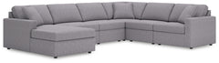 Looking cool and contemporary is great. But when it comes down to it, youâ€™re all about low-maintenance lounging. With the performance fabric on this sectional with chaise, cleaning spills is a breeze. Its customizable modular design caters to your ever-