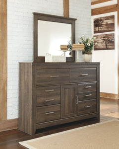 Get the look of posh barn wood without setting foot in a salvage yard. Replicated rough-sawn oak of this dresser and mirror set has a vintage finish that is reminiscent of a timeworn family heirloom. Warm, rustic and naturally beautiful, itâ€™s just got t