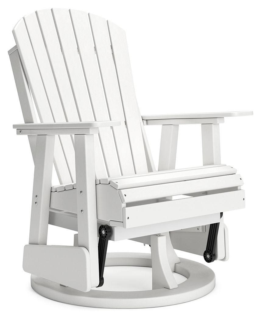 Drift away from everyday worries and into outdoor bliss with this swivel glider chair. Dressed in a bright white, the Adirondack-inspired design has a fresh feel. It weathers sunny summer days and cozy winter nights with durable MEGA-TUFFÂ® HDPE material.