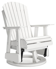 Drift away from everyday worries and into outdoor bliss with this swivel glider chair. Dressed in a bright white, the Adirondack-inspired design has a fresh feel. It weathers sunny summer days and cozy winter nights with durable MEGA-TUFFÂ® HDPE material.