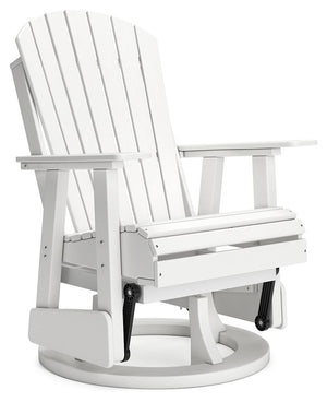 Drift away from everyday worries and into outdoor bliss with this swivel glider chair. Dressed in a bright white, the Adirondack-inspired design has a fresh feel. It weathers sunny summer days and cozy winter nights with durable MEGA-TUFFÂ® HDPE material.