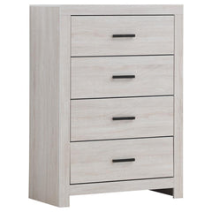This four-drawer chest combines modern style with practical storage. Its clean-lined frame complements contemporary spaces, while four spacious drawers provide ample room for clothing, linens, and accessories. Crafted from engineered wood with a durable l