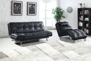 Dilleston - Faux Leather Upholstered Tufted Chaise - Black
