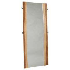 Put your best foot forward each and every day. This full-length floor mirror lets you walk out the door feeling confident from head to toe. Fashionable and functional, it features a striking wooden frame in an appealing, smokey walnut and coffee bean fini