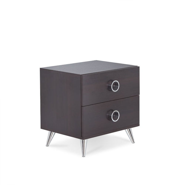 The Elms collection its classically beautiful and masterfully crafted, with contemporary style offers a timeless design that will last through the ages. The silver tapered legs and ring pulls pop against the espresso finish for a sophisticated, yet casual