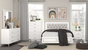 Casilda - Queen Bed - Gray PU & White Finish