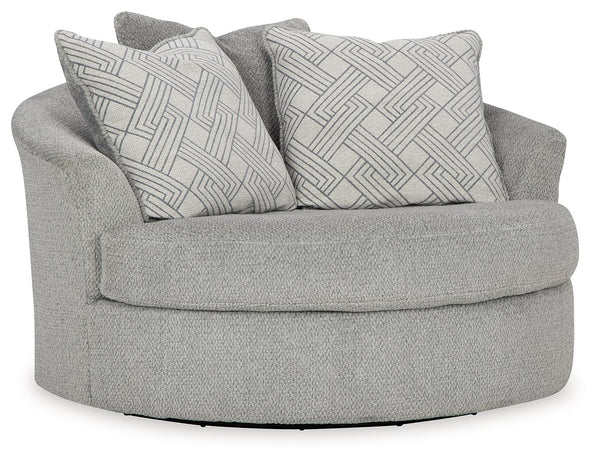 Donâ€™t be limited by a lack of space. This oversized swivel accent chair makes family movie nights and get-togethers with friends all the more cozy. With its 360-degree swivel, itâ€™s easy to switch from watching TV to talking to guests. A trendy gray hu