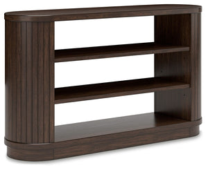 This credenza is perfectly modern in every way. Finished on both sides in a rich wood tone, the bookcase can be floated in a room or used as a divider. Adjustable shelving and open storage deliver a well-organized space for work-from-home professionals. I