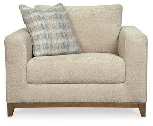  showcasing soft upholstery accented with a transitional wood trim. As refined