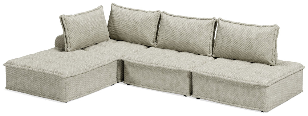 Be bold with a modern take on seating. This accent chair set has an armless design and carries a checkered taupe upholstery neutral enough to fit in any style while elevating it at the same time. Thanks to its modular design, making the transformation fro