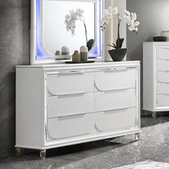 Modern & Elegant Design, Large Capacity Storage: 6 Storage Drawers Store Your Jewelry Collection: 2 hidden felt-lined jewelry tray, Durable & Long-Lasting Structure: Solid Wood & Composite Wood, Texture Increased Design: Acrylic Crystal Legs & Embossed Dr