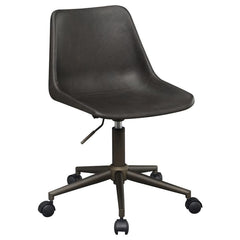 If you prefer a no-frills office space, this simple, brown office chair is an excellent choice. The curved seat offers the perfect amount of support for an efficient workday. Brown fabric upholstery and a matching brown base gives it a no-nonsense look. S