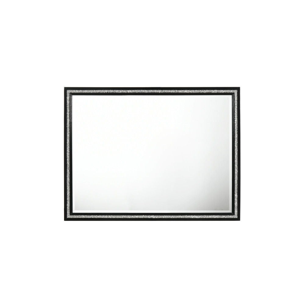 Classic design with touches of modern aspects makes this Haiden Mirror ideal for any bedroom. The rectangular mirror is easy to match your dresser for giving your space an alluring focal point. It also features a wooden frame with a glamorous shimmering s