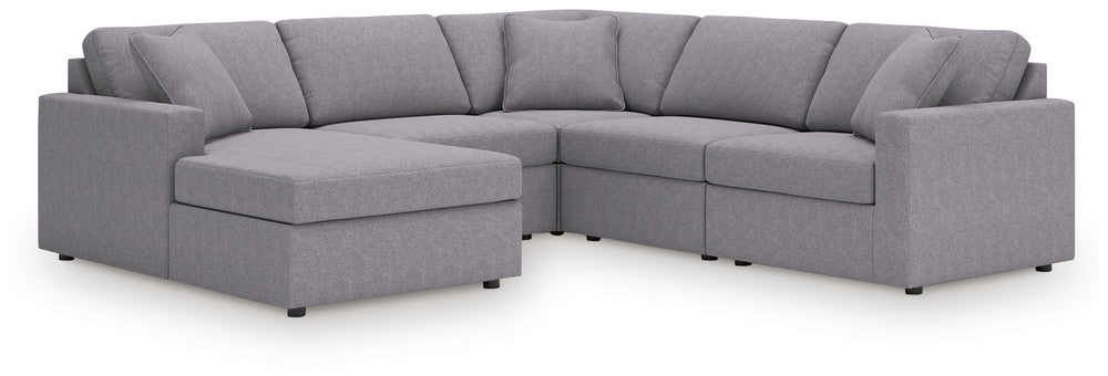 Looking cool and contemporary is great. But when it comes down to it, youâ€™re all about low-maintenance lounging. With the performance fabric on this sectional with chaise, cleaning spills is a breeze. And its customizable modular design caters to your e