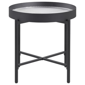 Ozella - Round End Side Table With Recessed Top Sandy - Black