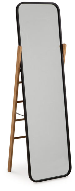 Simply striking. With the cleanest of lines and the perfect merger of contrasting light brown and black finishes, this floor mirror is the very essence of cool, contemporary design. Its full-length style is an ideal choice for so many spaces.<br><br><b>Ad