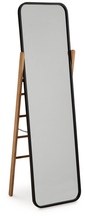 Simply striking. With the cleanest of lines and the perfect merger of contrasting light brown and black finishes, this floor mirror is the very essence of cool, contemporary design. Its full-length style is an ideal choice for so many spaces.<br><br><b>Ad