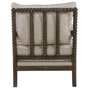 Blanchett - Upholstered Bobbin Accent Chair - Beige And Natural