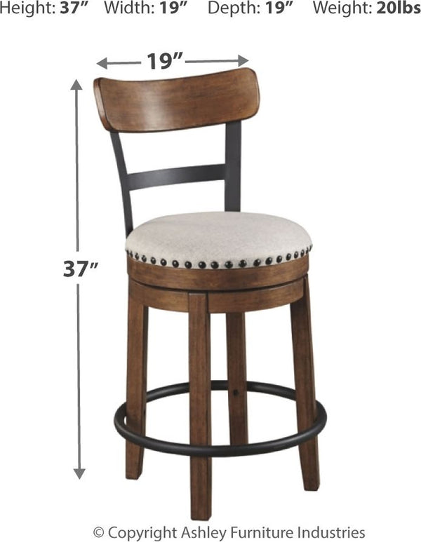  rustic brown swivel seat. D546-324/330 black metal and distressed vintage white finish