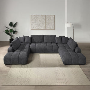 Chosen - Sectional Sofa With 3 Pillows - Dark Gray<br/><br/><b>Product Features</b><ul><li>Sectional Sofa</li><li>KD Leg</li><li>Tight Seat & Loose Back Cushion</li><li>Seat Construction: Pocket Coil</li><li>Wooden Inner Frame</li><li>Removable Back Cushi