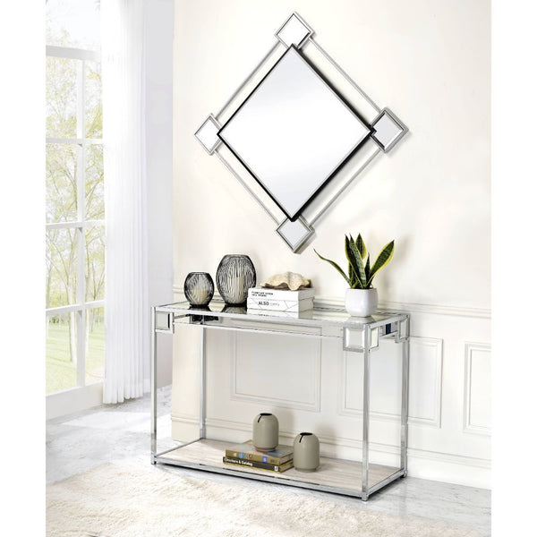  this Asbury wall mirror will light up the room and add an elegant flair to the atmosphere. Featuring a diamond shape