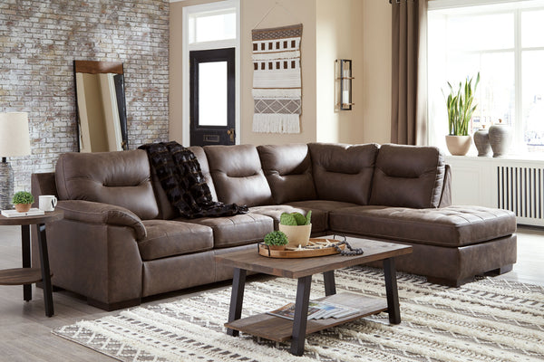 Maderla - Walnut - Right Arm Facing Corner Chaise 2 Pc Sectional