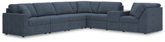 Looking cool and contemporary is great. But when it comes down to it, youâ€™re all about low-maintenance lounging. With the performance fabric on this sectional with console, cleaning spills is a breeze. Its customizable modular design caters to your ever