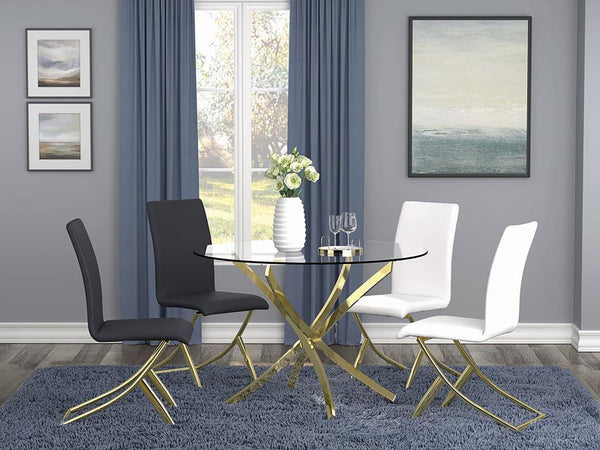 Beckham - Round Glass Top Dining Table - Brass
