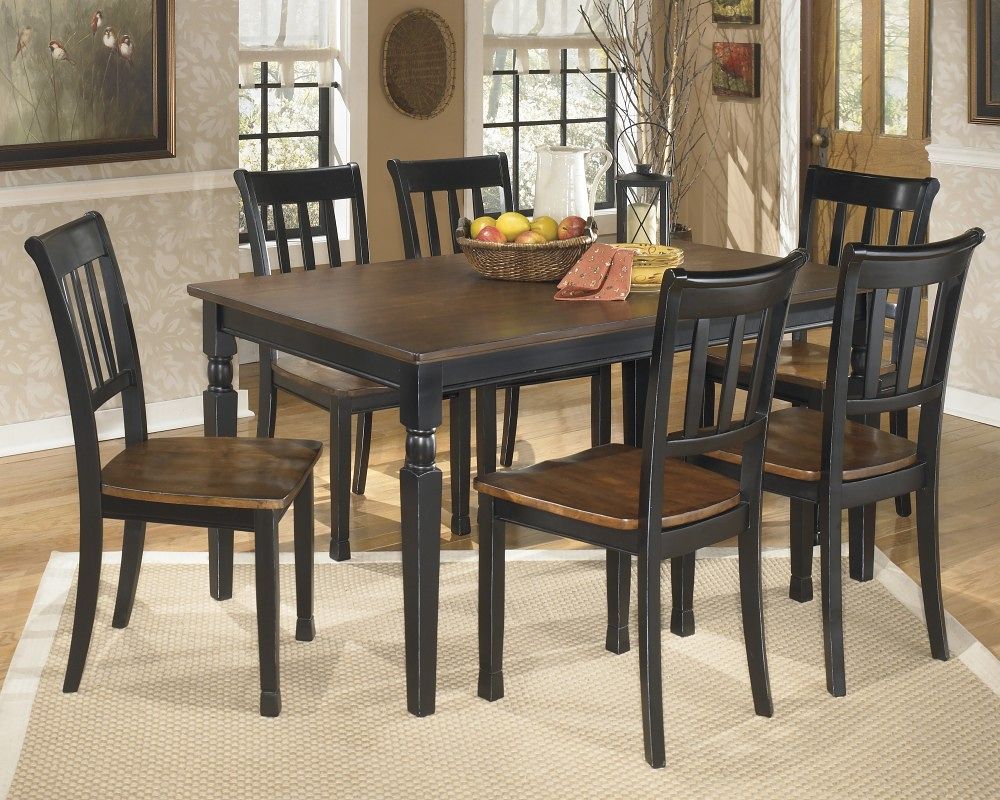 Made with select veneers and hardwood solids in a two-tone finish. Table tops and chair seats are finished in a burnished brown color. The chair frames and table bases are finished in cottage black paint. Glued and screwed corner block construction. <h4><